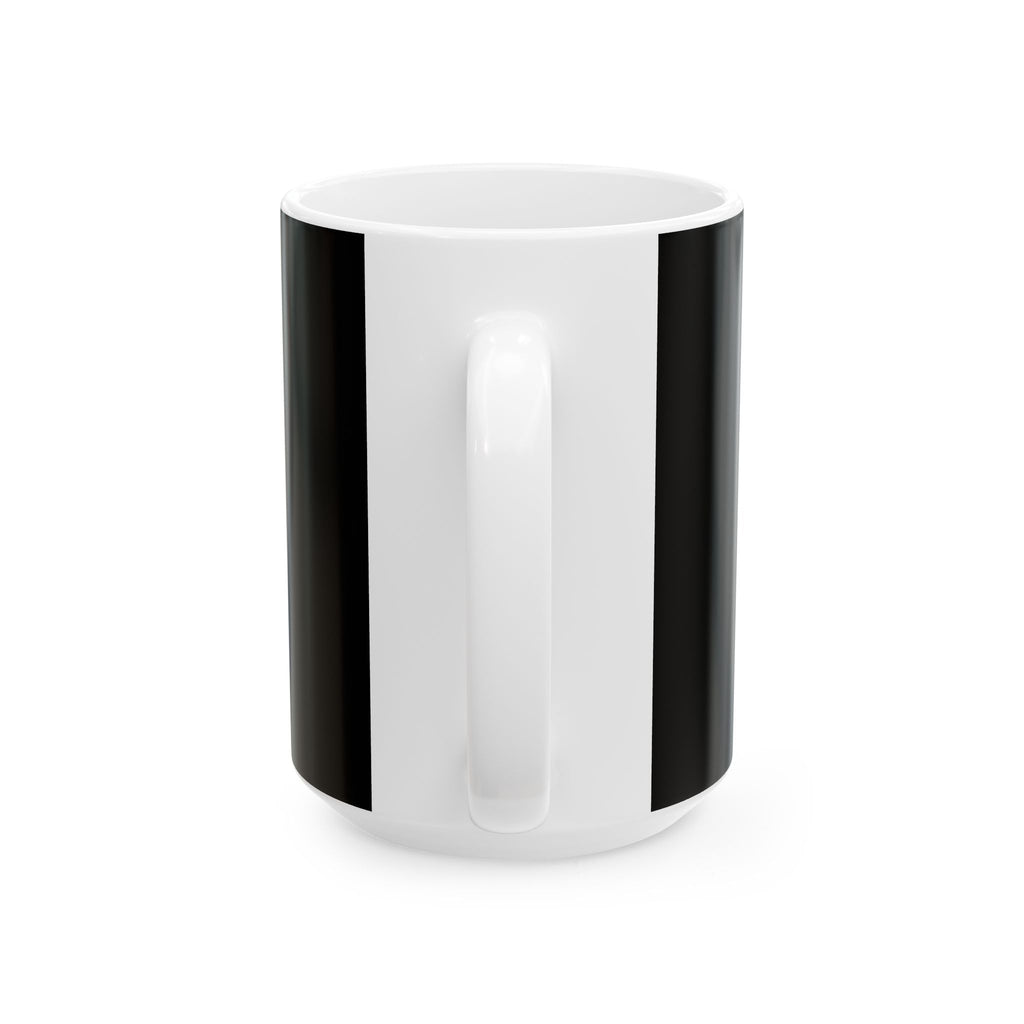 Modern Ceramic Mug - Unboxed and Unlabeled, Gift for Coffee Lovers, Minimalist Mug, Unique Tea Cup, Black and White Kitchen Decor
