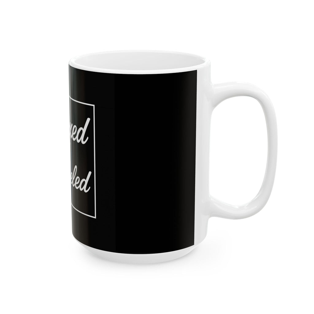 Modern Ceramic Mug - Unboxed and Unlabeled, Gift for Coffee Lovers, Minimalist Mug, Unique Tea Cup, Black and White Kitchen Decor