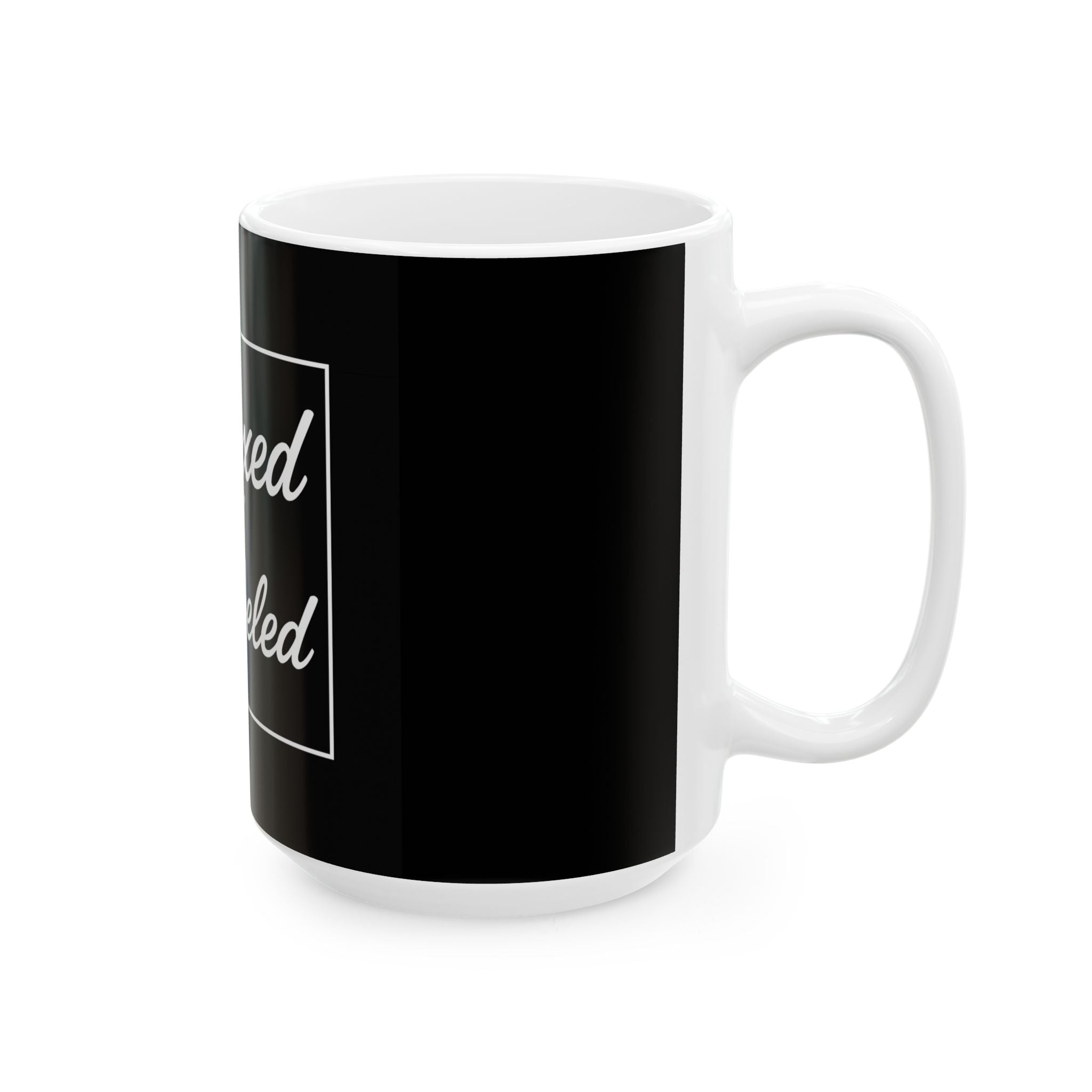 Modern Ceramic Mug - Unboxed and Unlabeled, Gift for Coffee Lovers, Minimalist Mug, Unique Tea Cup, Black and White Kitchen Decor