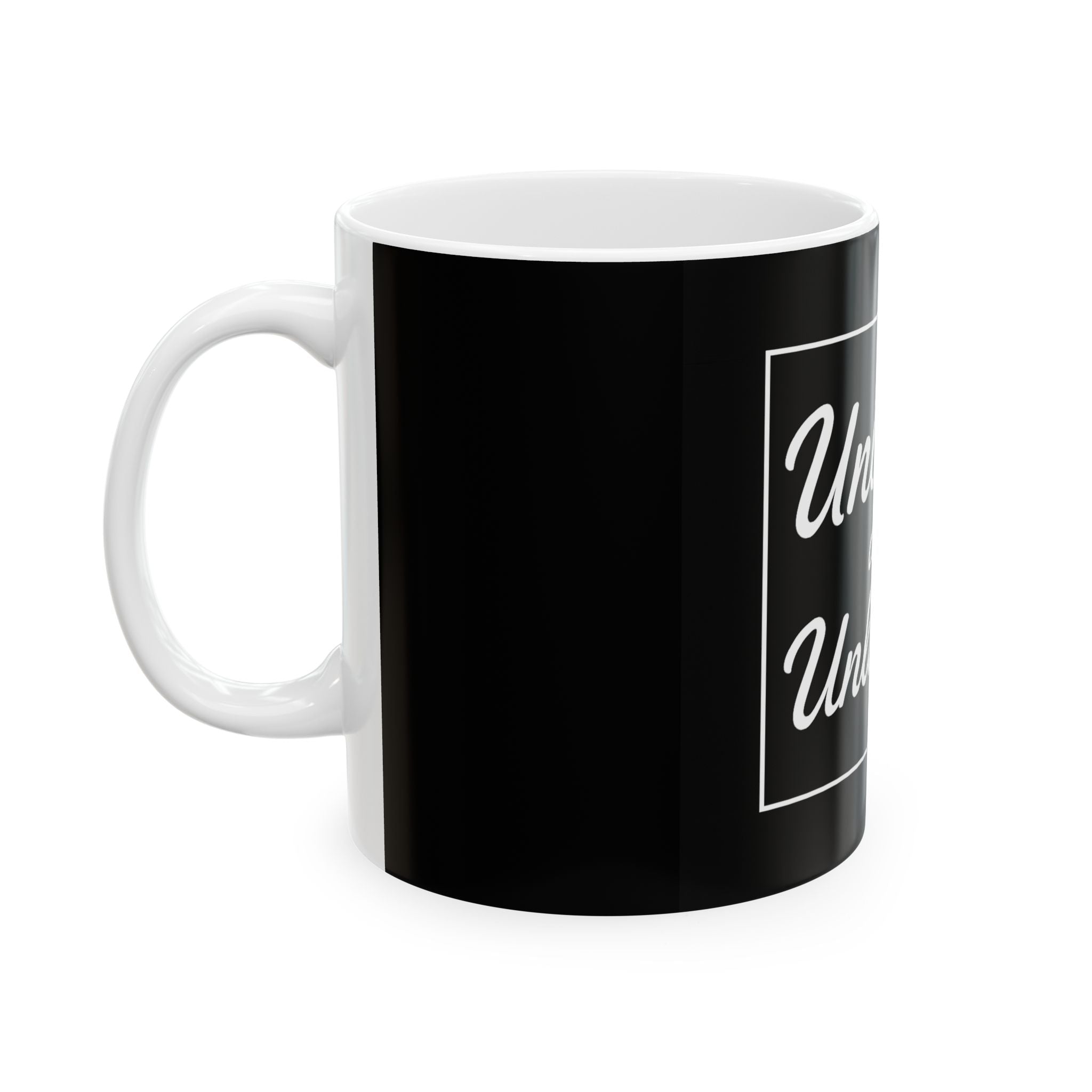 Modern Ceramic Mug - Unboxed and Unlabeled, Gift for Coffee Lovers, Minimalist Mug, Unique Tea Cup, Black and White Kitchen Decor