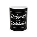 Modern Ceramic Mug - Unboxed and Unlabeled, Gift for Coffee Lovers, Minimalist Mug, Unique Tea Cup, Black and White Kitchen Decor